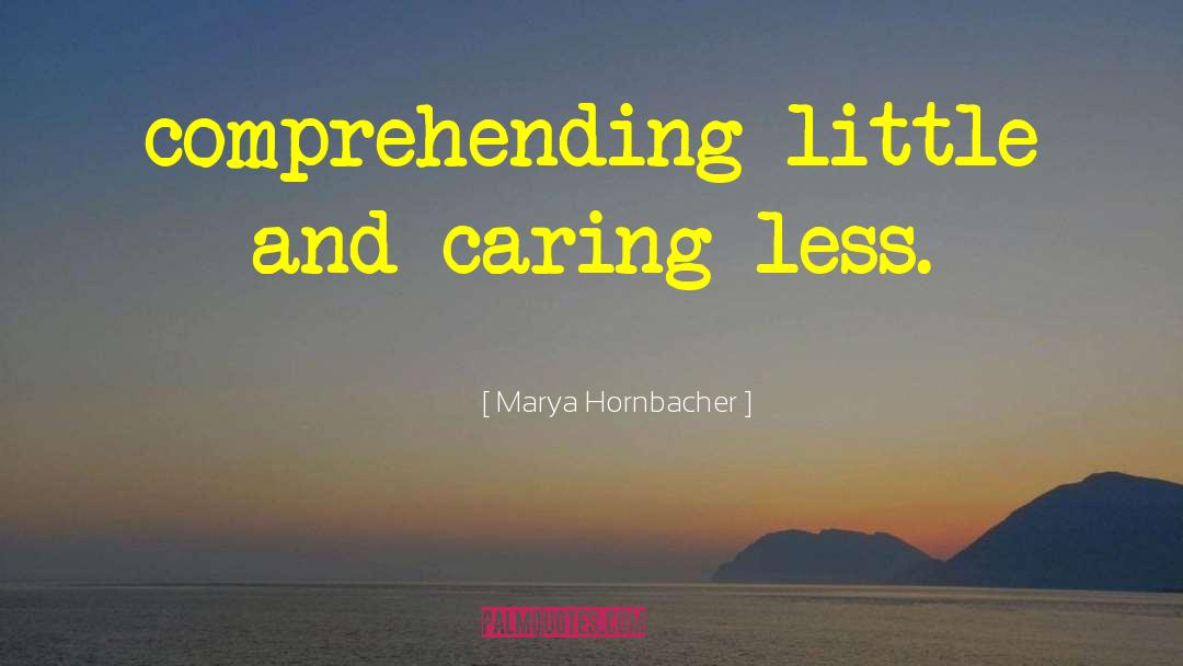 Marya Hornbacher Quotes: comprehending little and caring less.