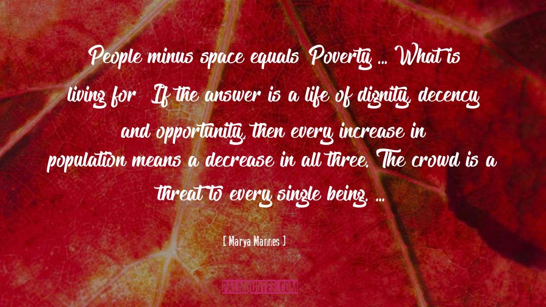 Marya Mannes Quotes: People minus space equals Poverty