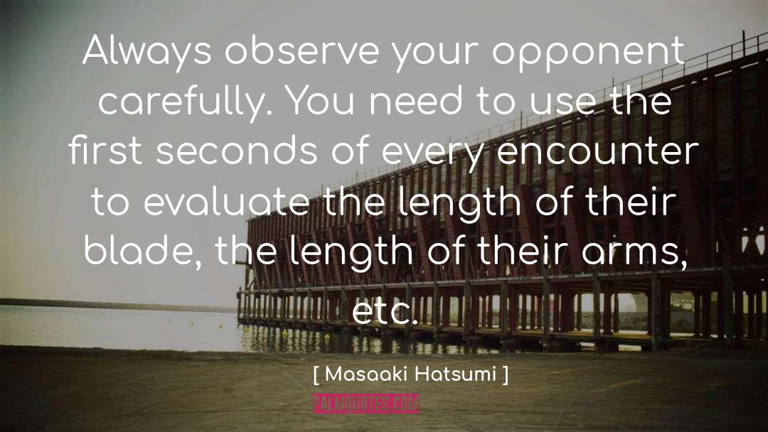 Masaaki Hatsumi Quotes: Always observe your opponent carefully.