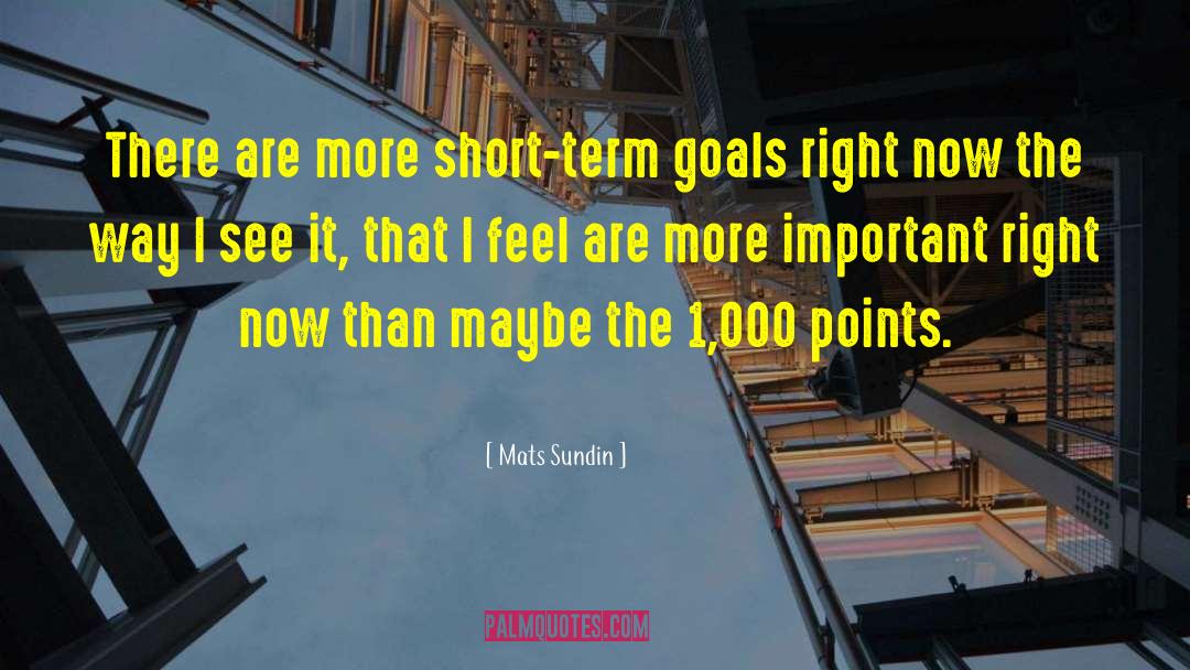 Mats Sundin Quotes: There are more short-term goals