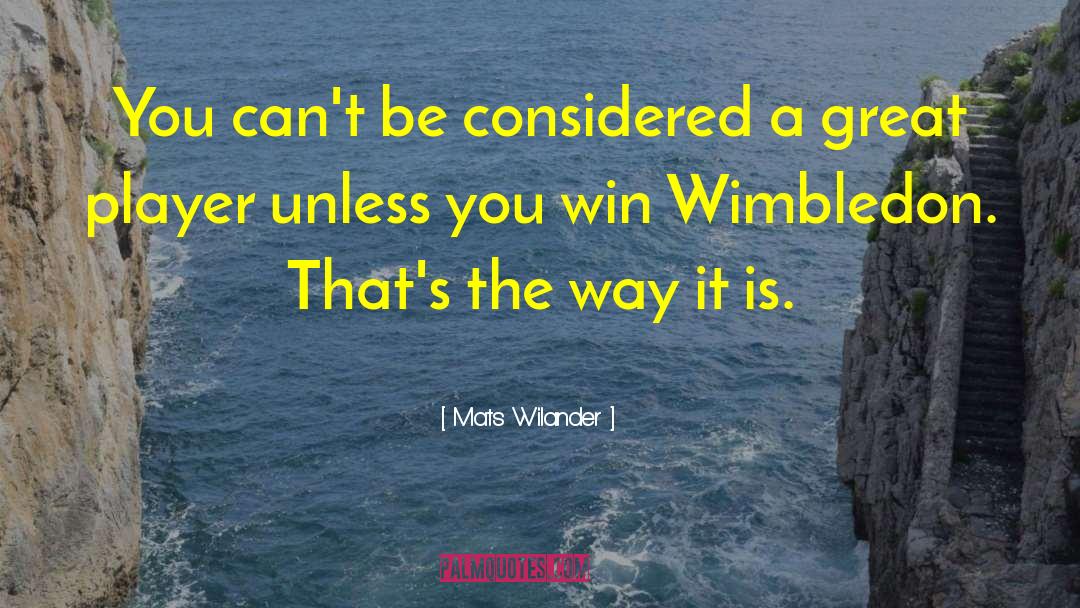 Mats Wilander Quotes: You can't be considered a