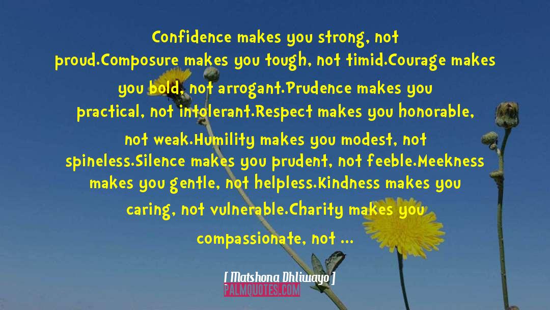 Matshona Dhliwayo Quotes: Confidence makes you strong, not