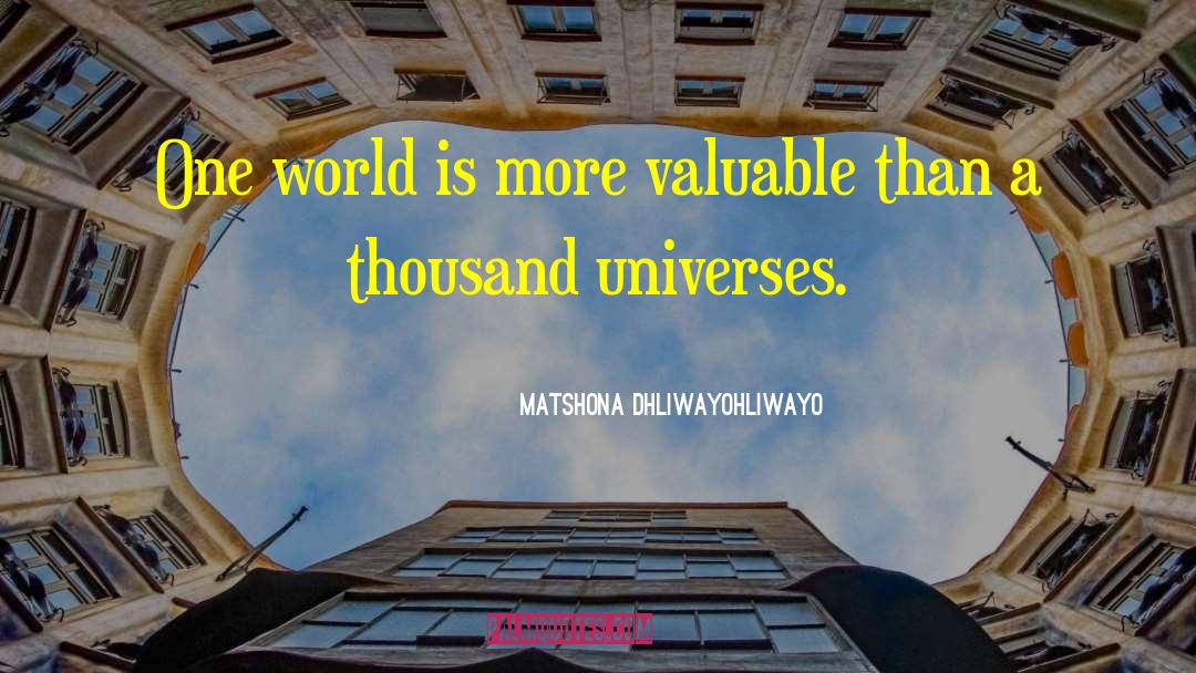 Matshona Dhliwayohliwayo Quotes: One world is more valuable