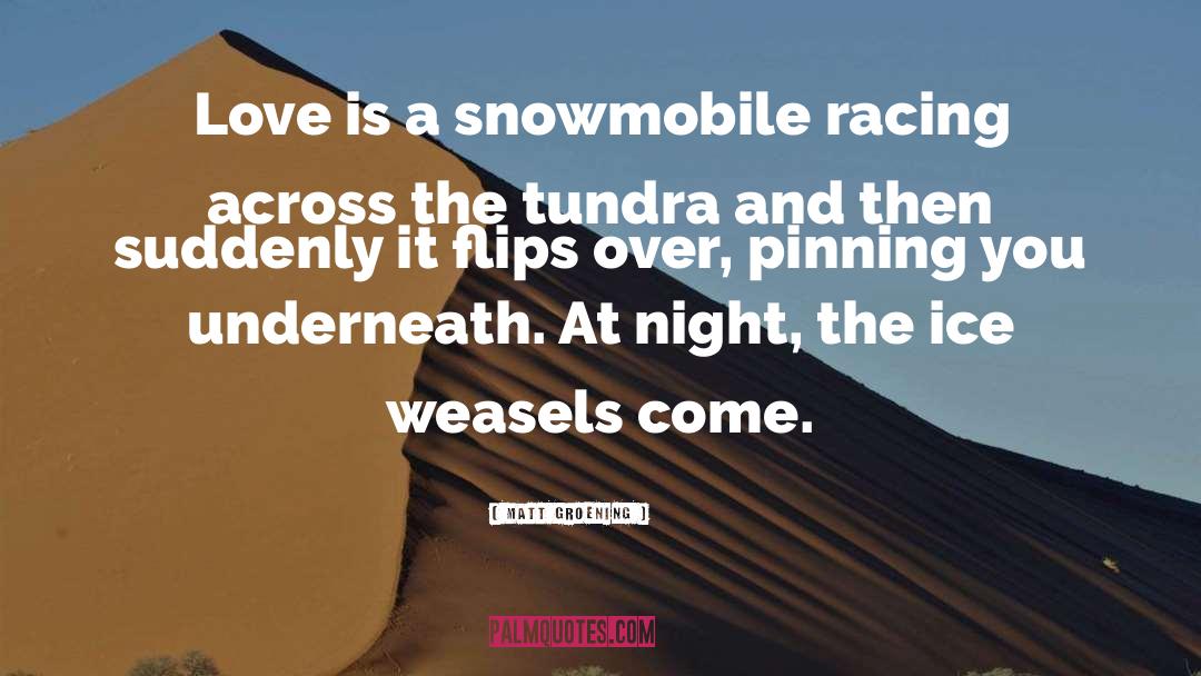Matt Groening Quotes: Love is a snowmobile racing