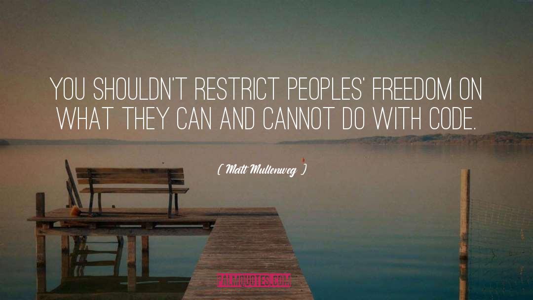 Matt Mullenweg Quotes: You shouldn't restrict peoples' freedom