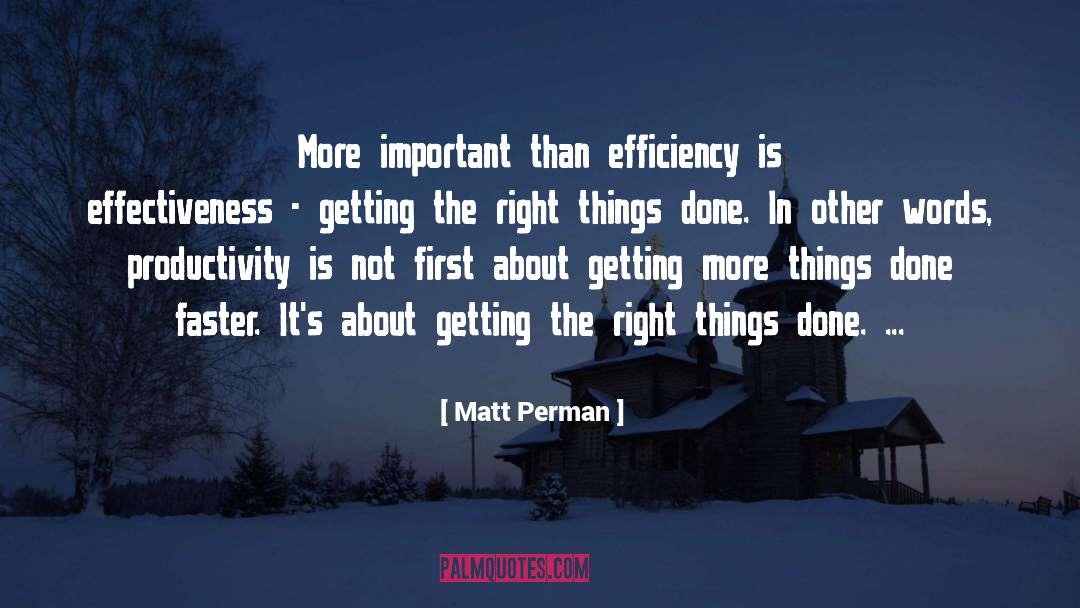 Matt Perman Quotes: More important than efficiency is