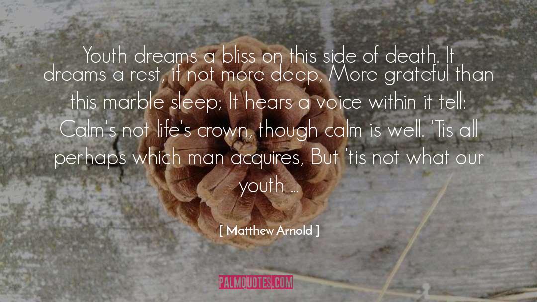 Matthew Arnold Quotes: Youth dreams a bliss on