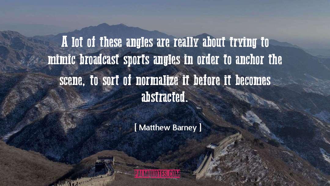 Matthew Barney Quotes: A lot of these angles