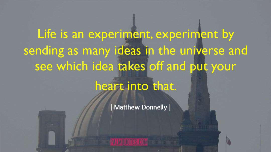 Matthew Donnelly Quotes: Life is an experiment, experiment