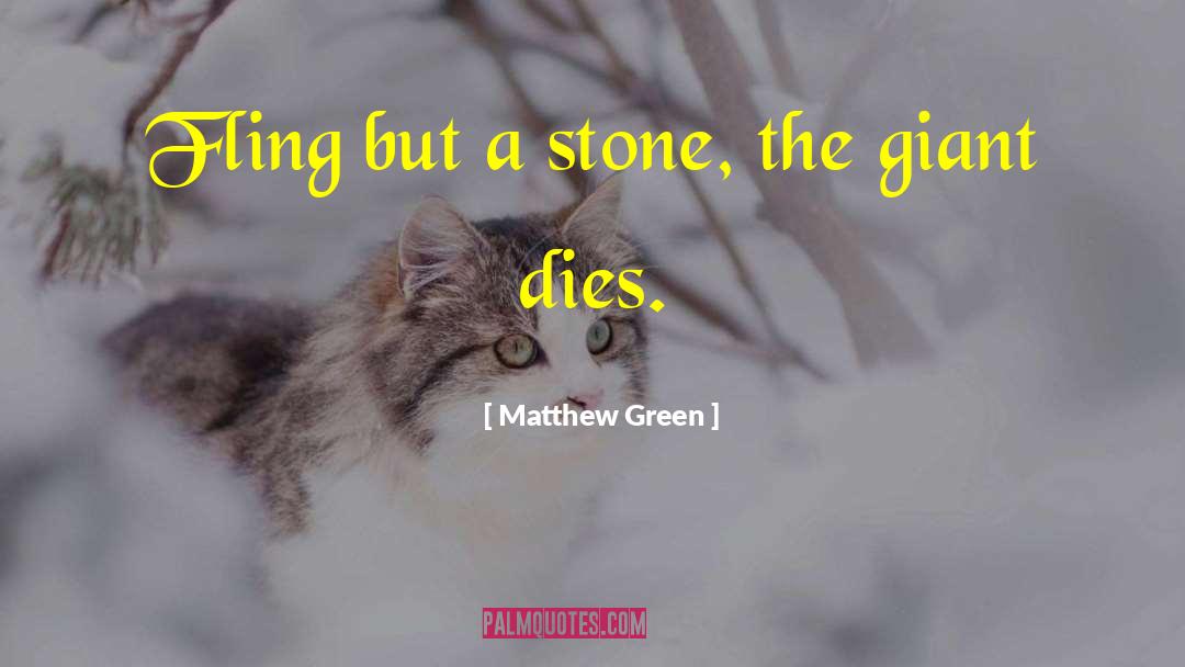 Matthew Green Quotes: Fling but a stone, the