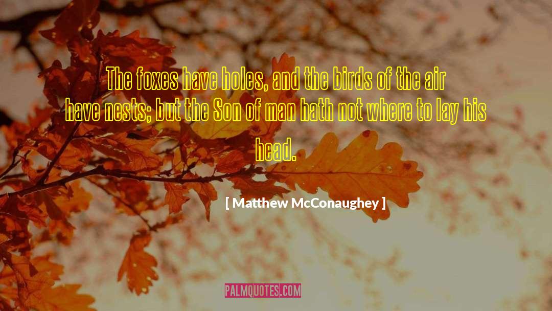 Matthew McConaughey Quotes: The foxes have holes, and
