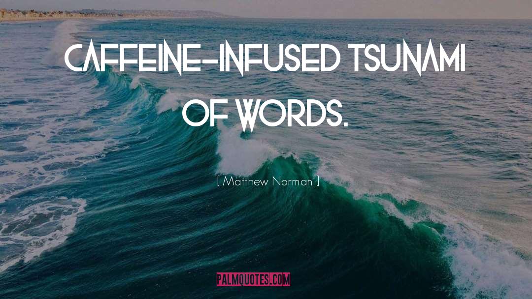 Matthew Norman Quotes: caffeine-infused tsunami of words.