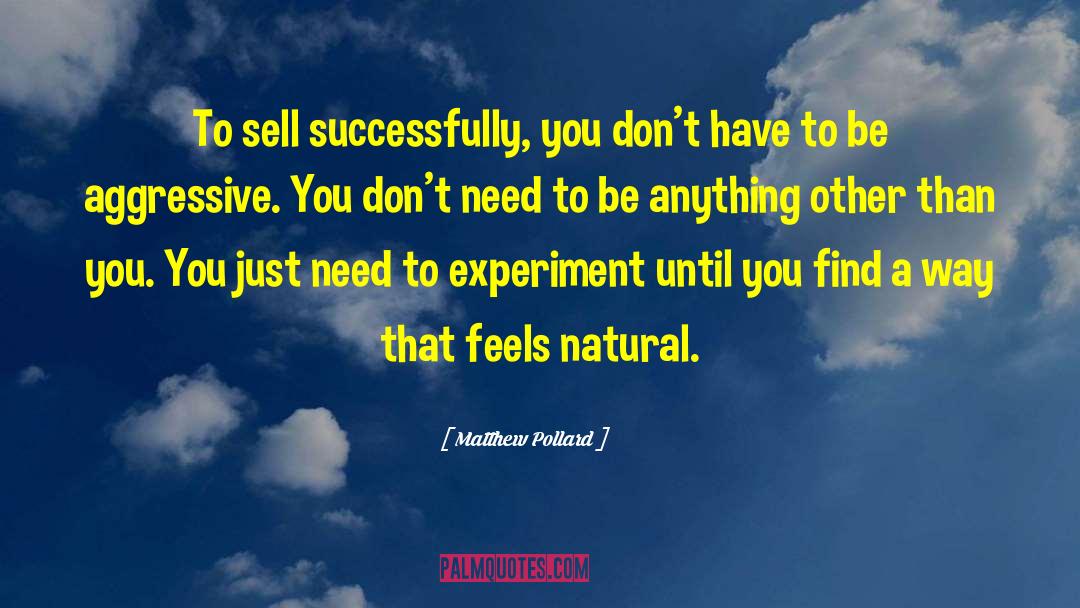 Matthew Pollard Quotes: To sell successfully, you don't