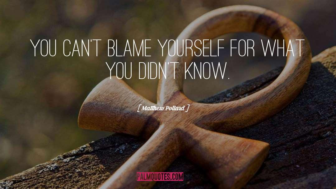 Matthew Pollard Quotes: You can't blame yourself for