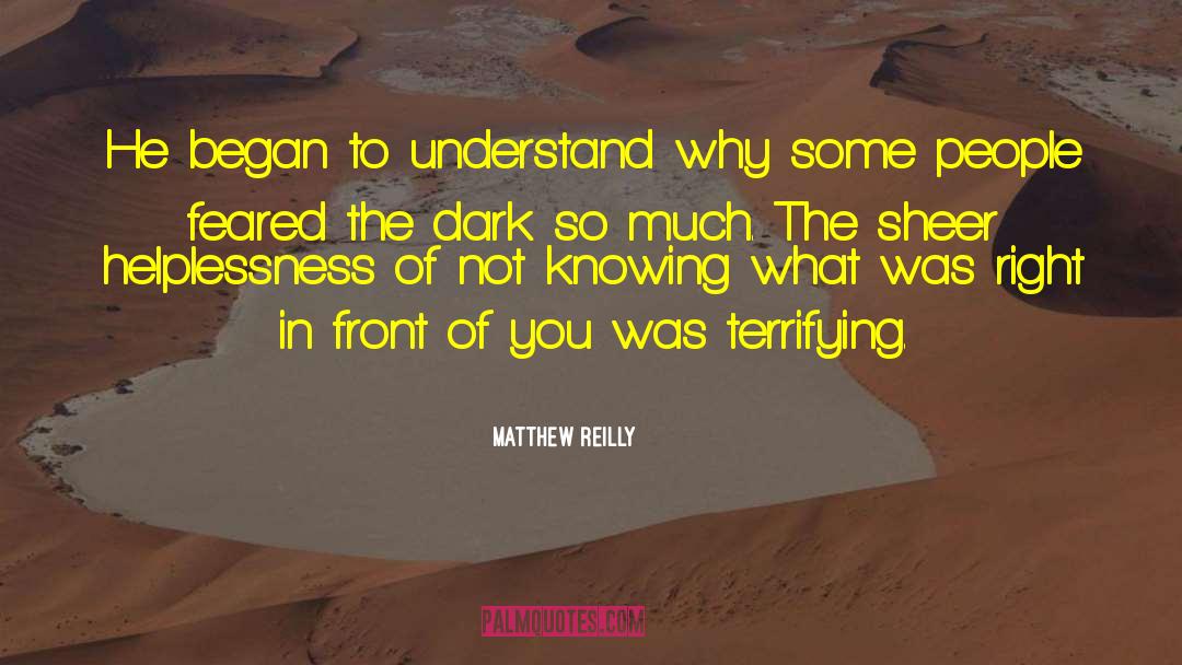 Matthew Reilly Quotes: He began to understand why