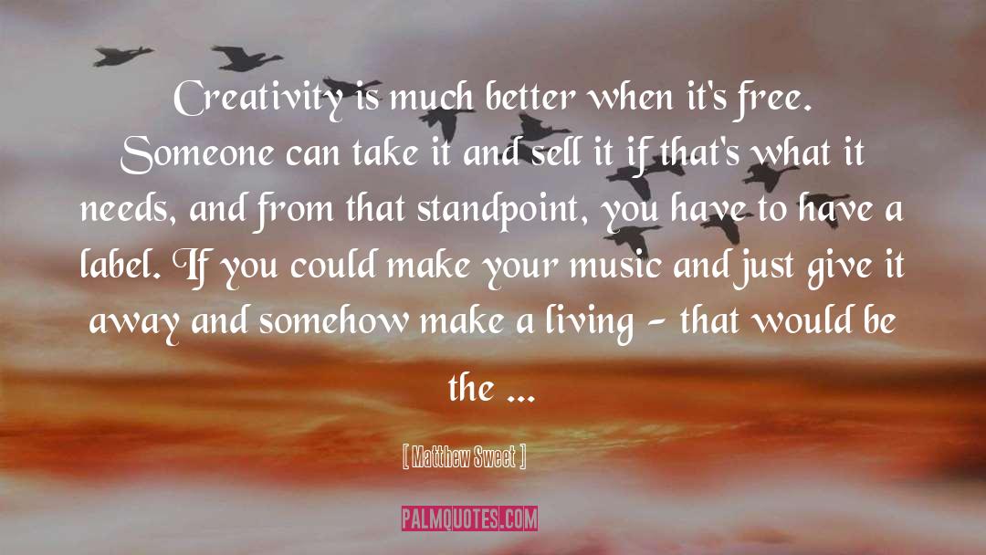 Matthew Sweet Quotes: Creativity is much better when