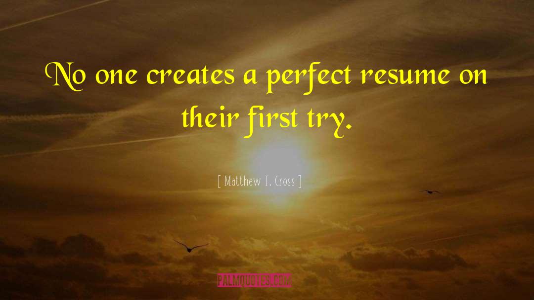 Matthew T. Cross Quotes: No one creates a perfect