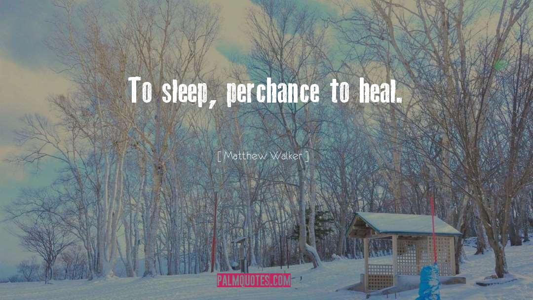 Matthew Walker Quotes: To sleep, perchance to heal.
