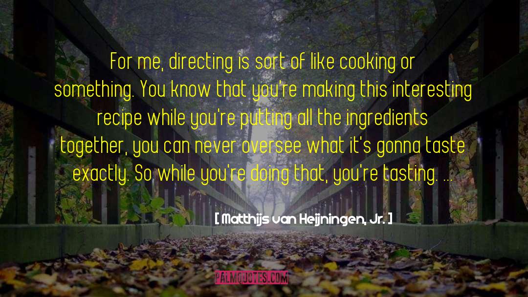 Matthijs Van Heijningen, Jr. Quotes: For me, directing is sort