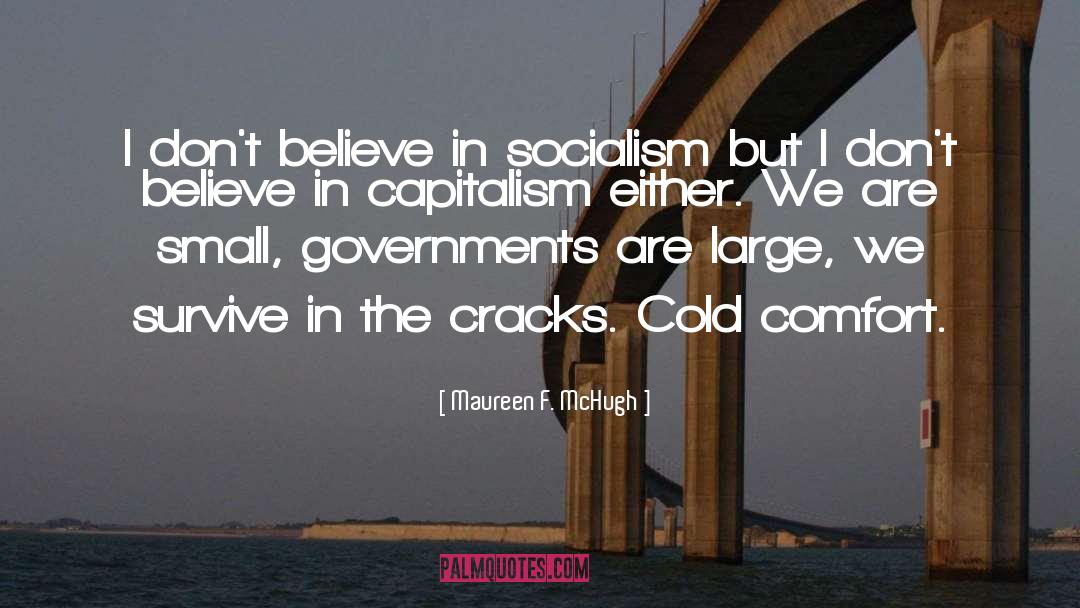 Maureen F. McHugh Quotes: I don't believe in socialism