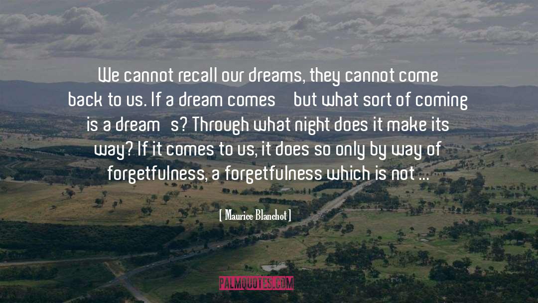 Maurice Blanchot Quotes: We cannot recall our dreams,