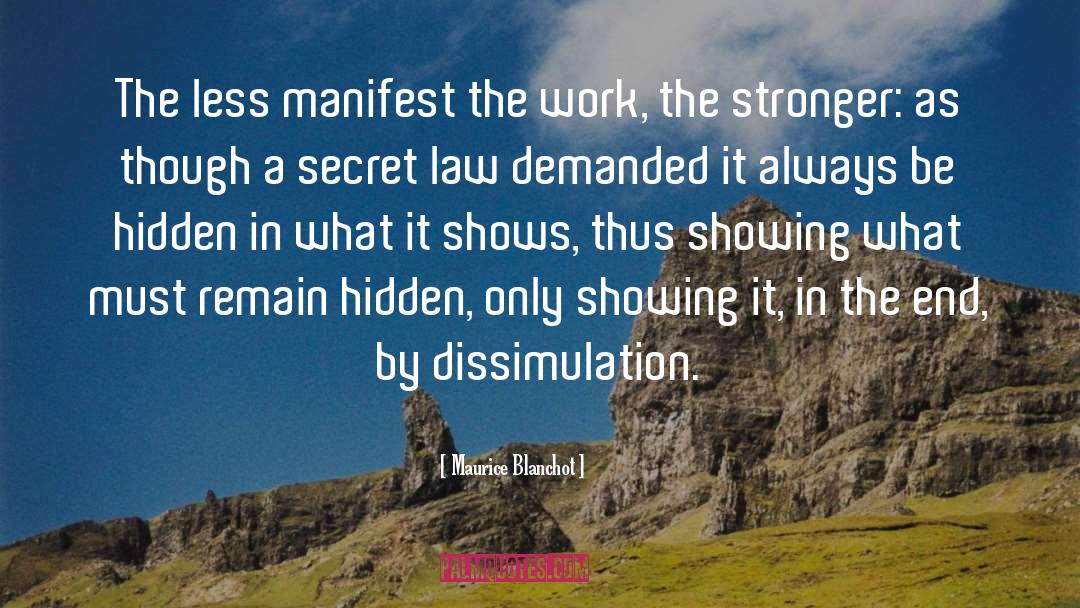Maurice Blanchot Quotes: The less manifest the work,