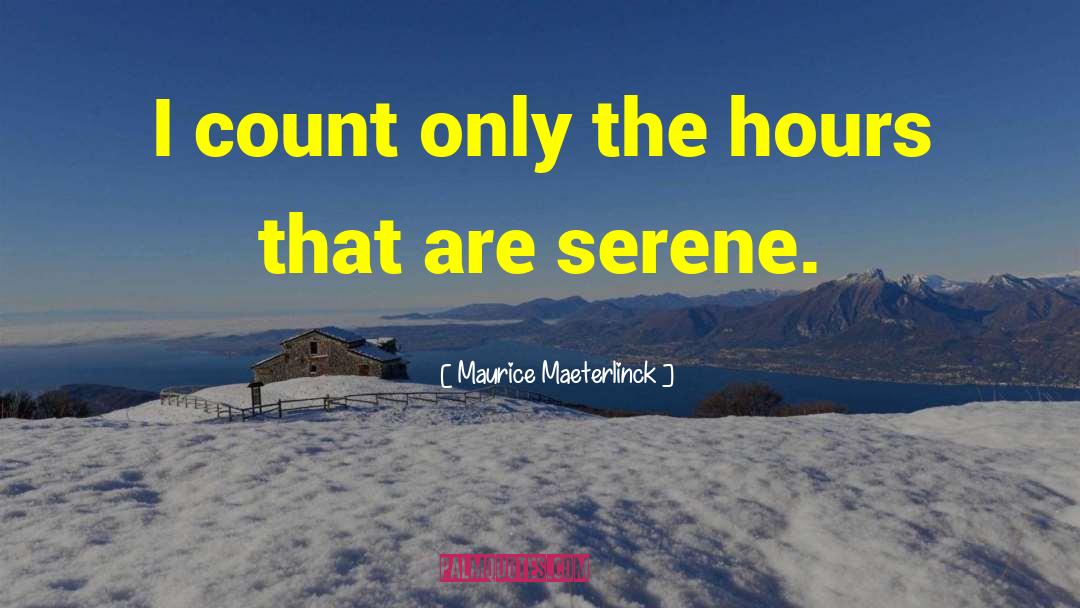 Maurice Maeterlinck Quotes: I count only the hours