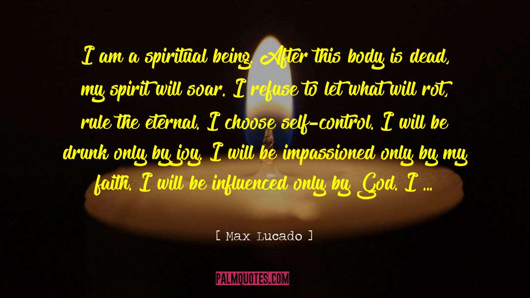 Max Lucado Quotes: I am a spiritual being.