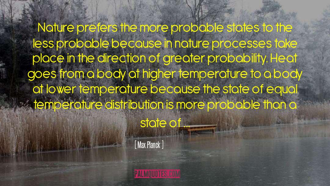 Max Planck Quotes: Nature prefers the more probable