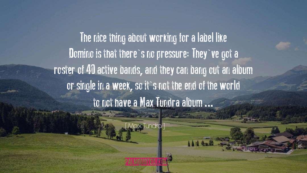 Max Tundra Quotes: The nice thing about working
