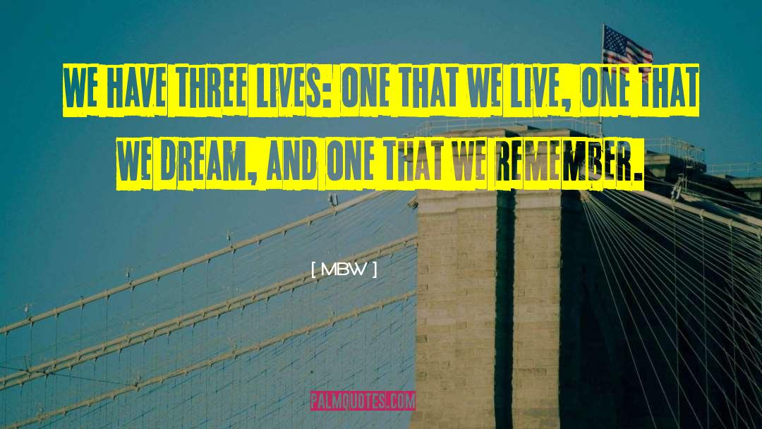 MBW Quotes: We have three lives: one