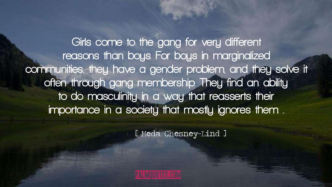 Meda Chesney-Lind Quotes: Girls come to the gang