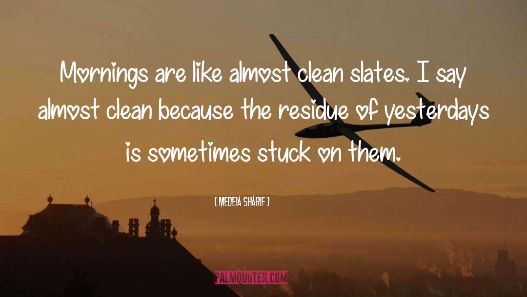 Medeia Sharif Quotes: Mornings are like almost clean