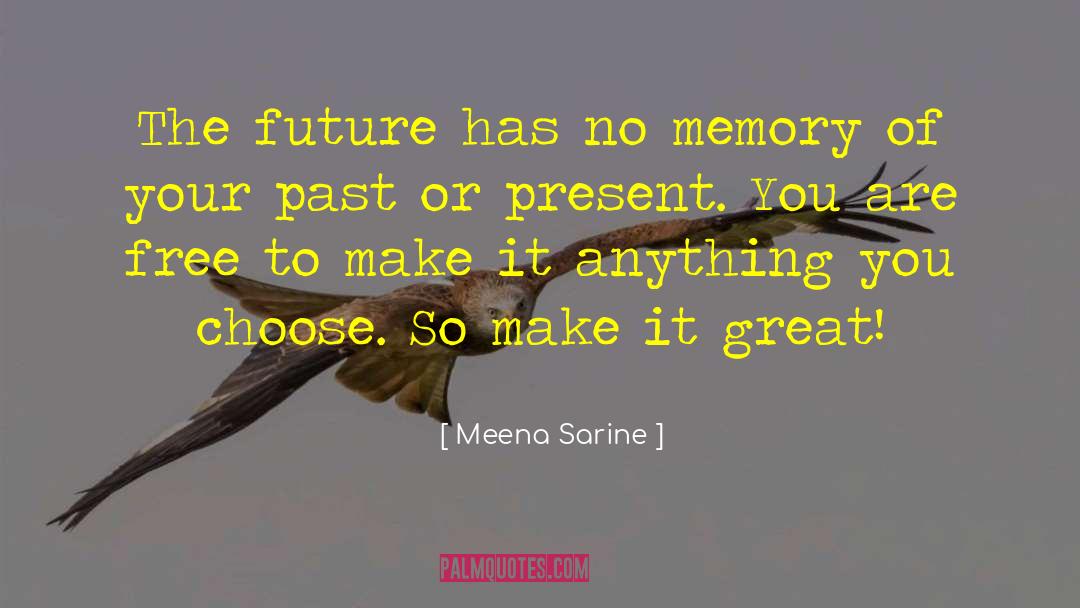 Meena Sarine Quotes: The future has no memory