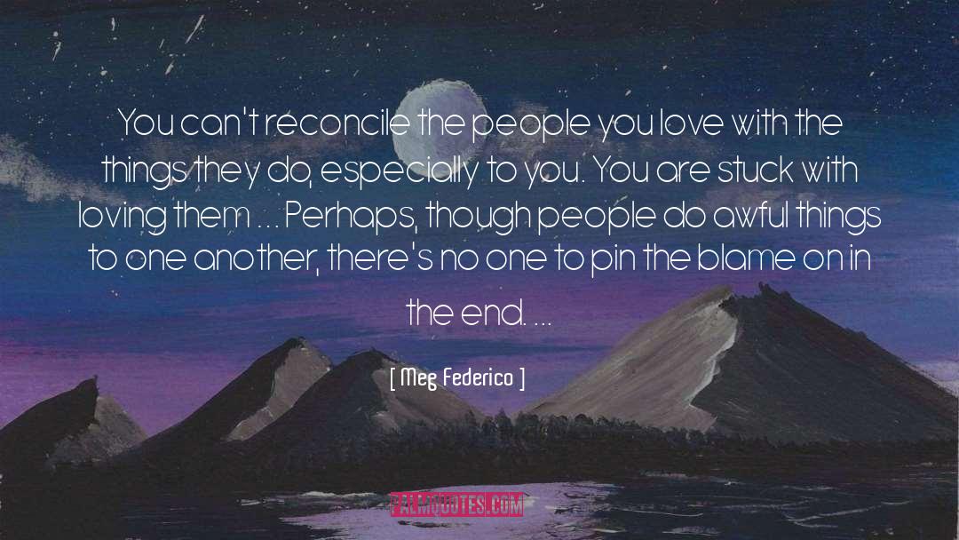 Meg Federico Quotes: You can't reconcile the people