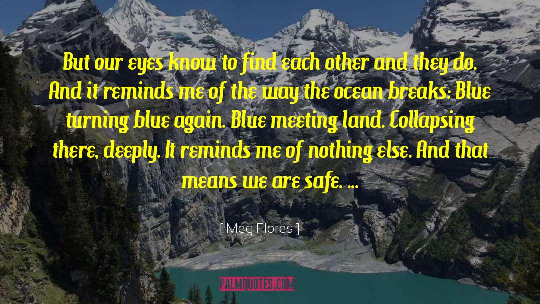 Meg Flores Quotes: But our eyes know to