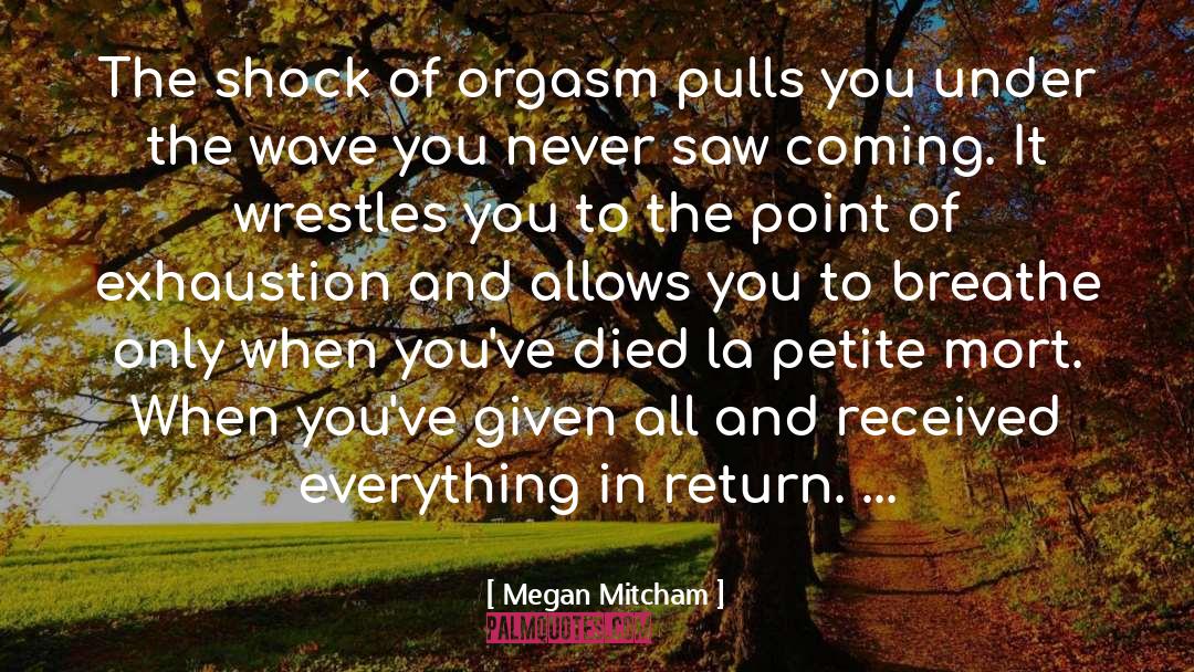 Megan Mitcham Quotes: The shock of orgasm pulls