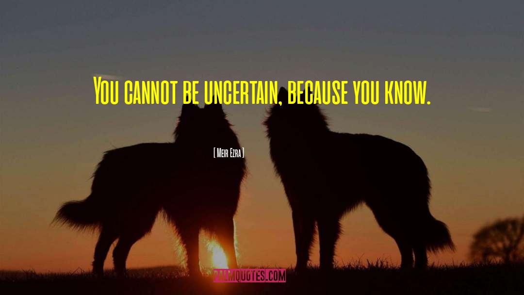 Meir Ezra Quotes: You cannot be uncertain, because