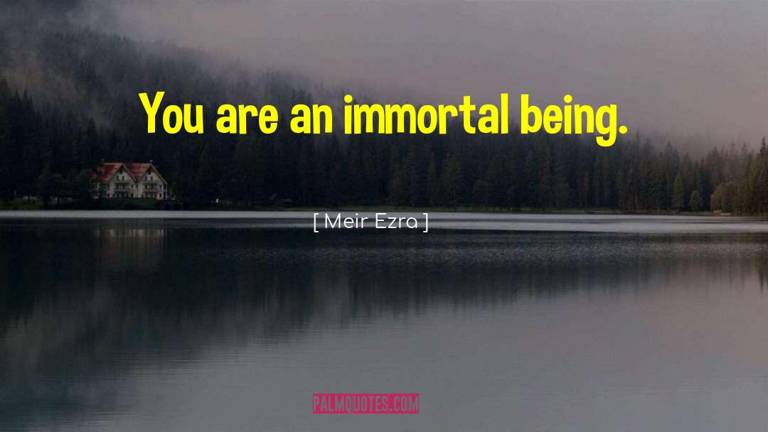 Meir Ezra Quotes: You are an immortal being.