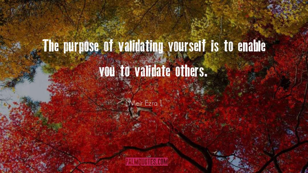 Meir Ezra Quotes: The purpose of validating yourself