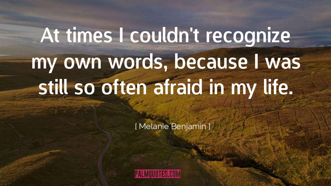 Melanie Benjamin Quotes: At times I couldn't recognize