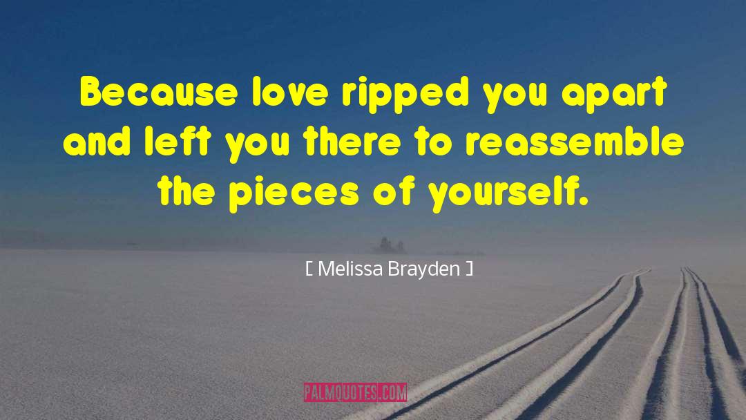 Melissa Brayden Quotes: Because love ripped you apart