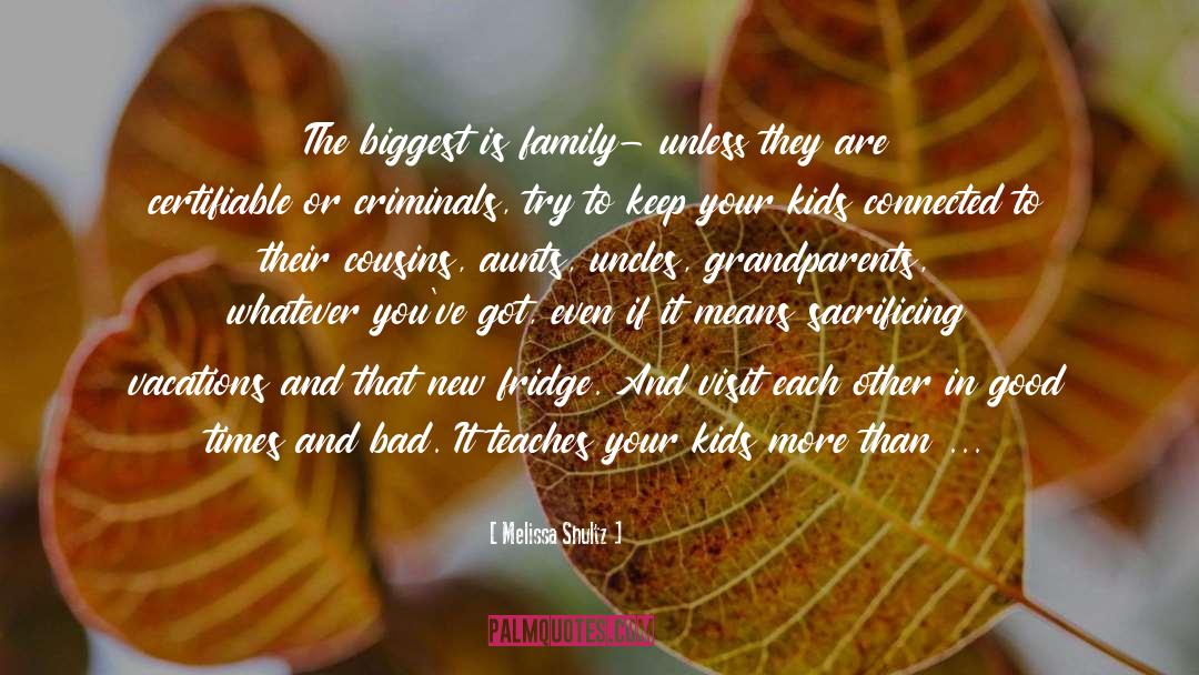 Melissa Shultz Quotes: The biggest is family- unless