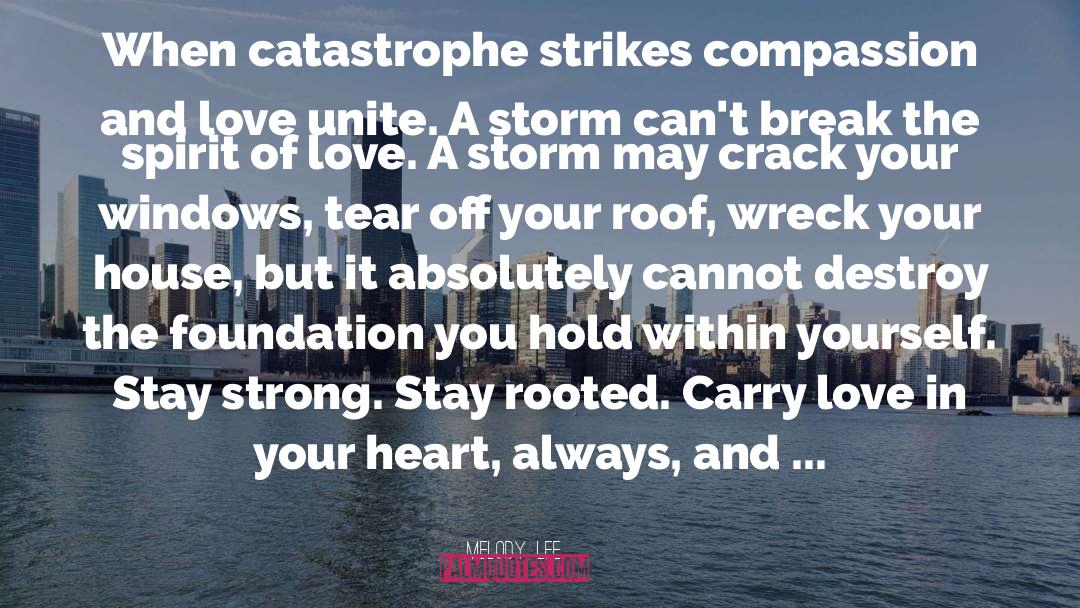 Melody  Lee Quotes: When catastrophe strikes compassion and