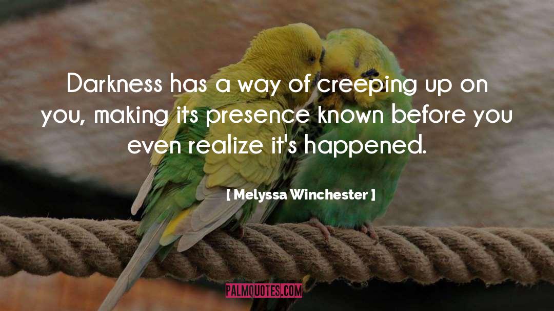 Melyssa Winchester Quotes: Darkness has a way of
