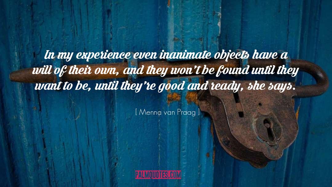 Menna Van Praag Quotes: In my experience even inanimate