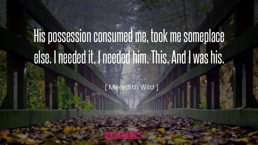 Meredith Wild Quotes: His possession consumed me, took