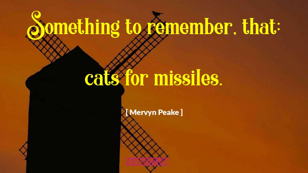 Mervyn Peake Quotes: Something to remember, that: cats