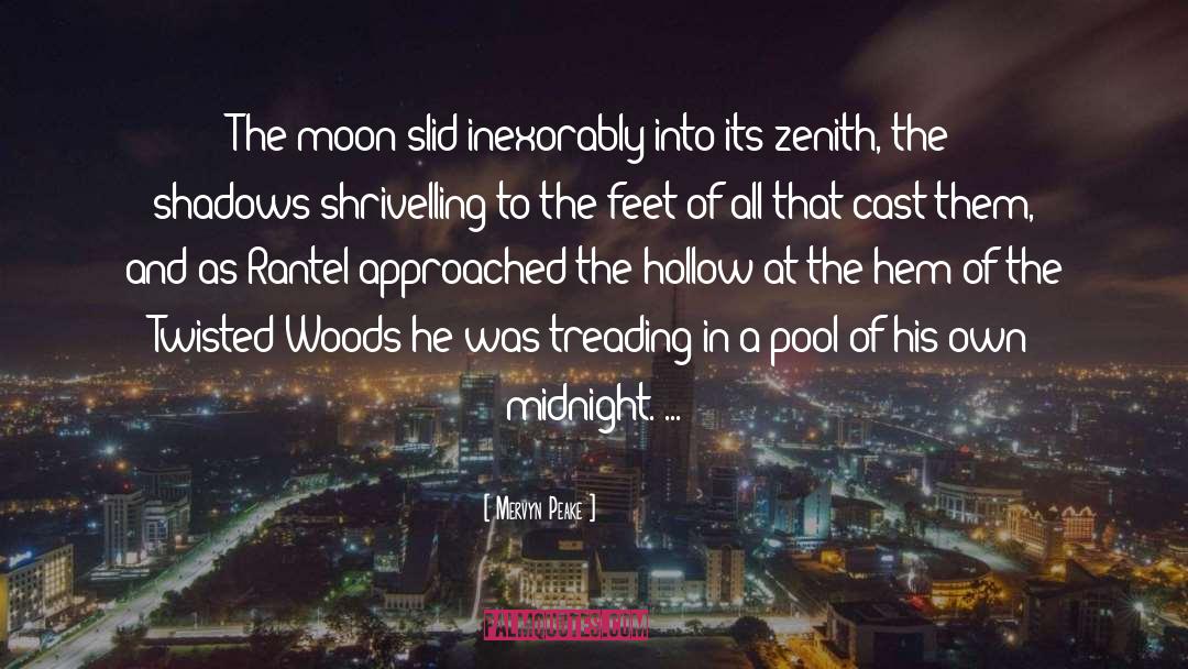 Mervyn Peake Quotes: The moon slid inexorably into