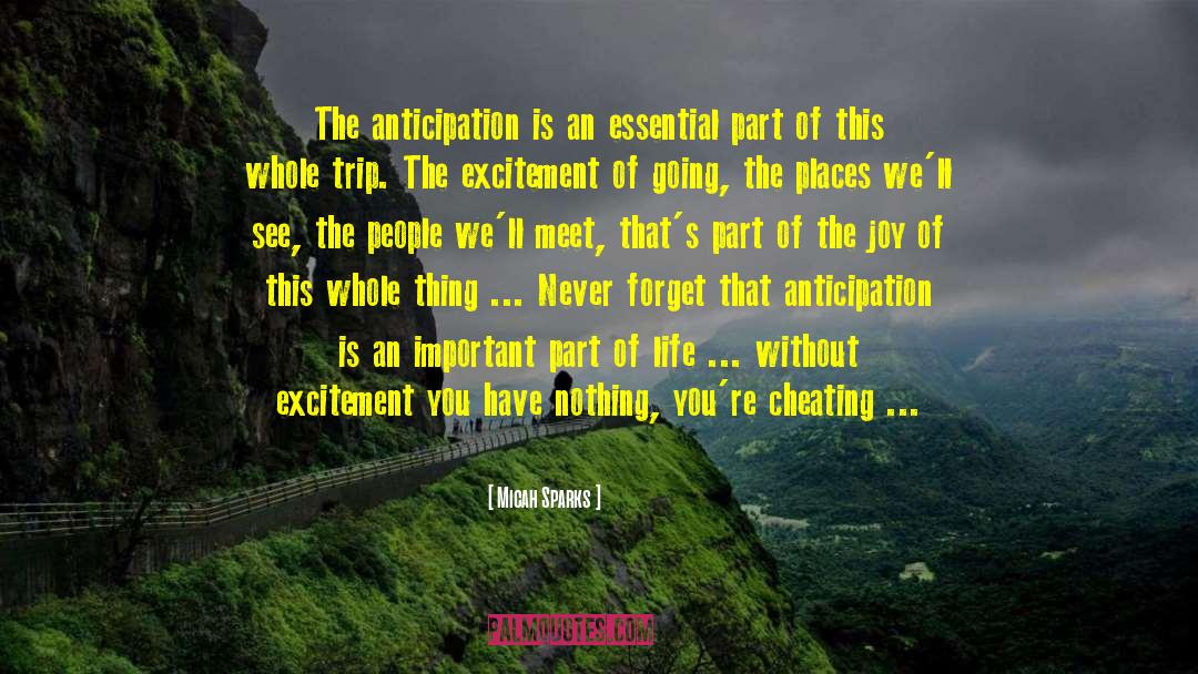 Micah Sparks Quotes: The anticipation is an essential